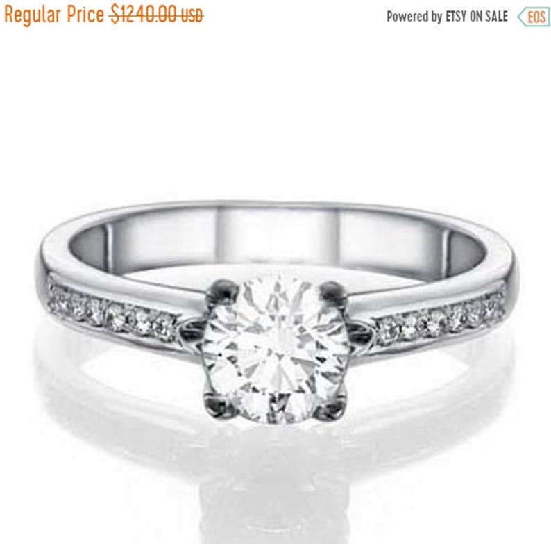 Valentines Sale Natural Diamond Engagement Ring 0 57 Carat Etsy