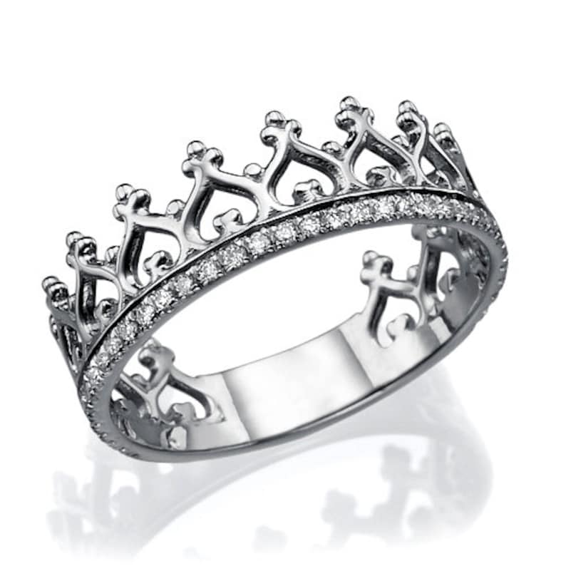 Rose Gold Crown Wedding Ring 0.16 Carat Natural Diamonds | Etsy