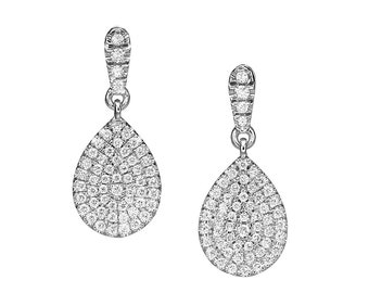 Unique Design of Teardrops Diamonds Earrings "Pave Pears" White/ Yellow/ Rose gold 14k, High quality and sparkle, Christmas gift for her