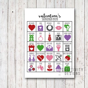 Valentines Scavenger Hunt for Kids, Valentines Party Game, 5x7, Dry-Erase markers Included, Set of 10 or 20 image 3