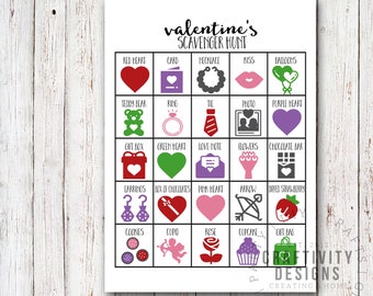 Valentines Day Scavenger Hunt for Kids, Valentines Party Game, Valentines Day Printable, 8.5x11, INSTANT DOWNLOAD