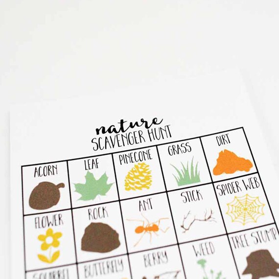 Nature Birthday Party Game Nature Scavenger Hunt Set of 10