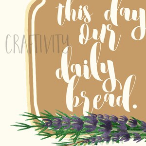 Give Us This Day Our Daily Bread, Lord's Prayer, Herbs, Bread, Wall Art, Bible Verse Art, Kitchen, Wreath, INSTANT DOWNLOAD, 8x10 Printable image 2