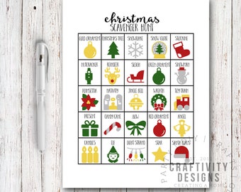 Christmas Scavenger Hunt Game for Kids, Christmas Party Game, Christmas Treasure Hunt, Stocking Stuffer for Kids, INSTANT DOWNLOAD, 8.5x11