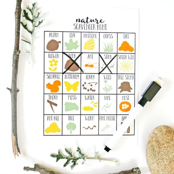 Nature Birthday Party Game Nature Scavenger Hunt Set of 10