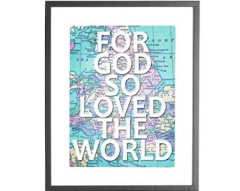 For God so Loved the World - INSTANT DOWNLOAD - Printable Wall Art