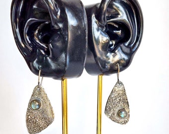 Labradorite Textured Statement Earrings