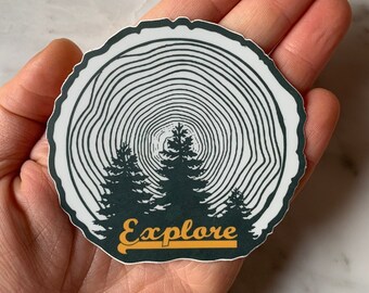 Explore Sticker, Gift for him, Adventure sticker for water bottle, Vinyl Sticker for Laptop decal, Outdoorsy gift Travel sticker, dishwasher