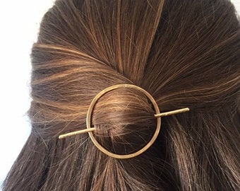 Open Circle Hair Clip, Circle Hair Barrette, Scarf Clip Slide, Copper Shawl Pin, Minimal Hair Pin, Minimalist Hair Accessories, Hair Slide