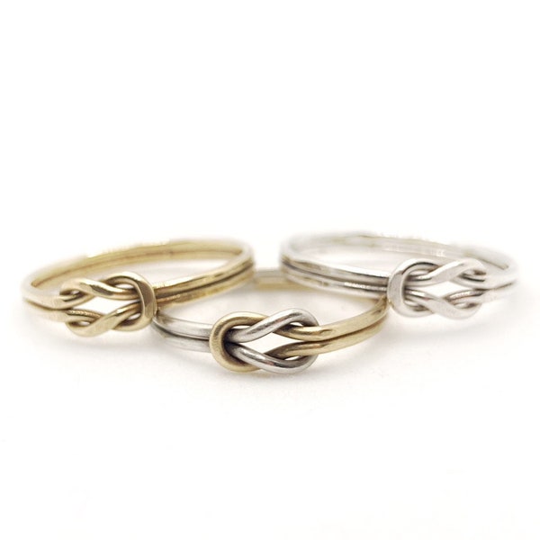 Mixed Metal Ring - Brass and Silver Knot Ring, Mixed Metal Jewelry. Your Choice: Solid Silver Ring, Solid Brass Ring, or Mixed Metal Ring