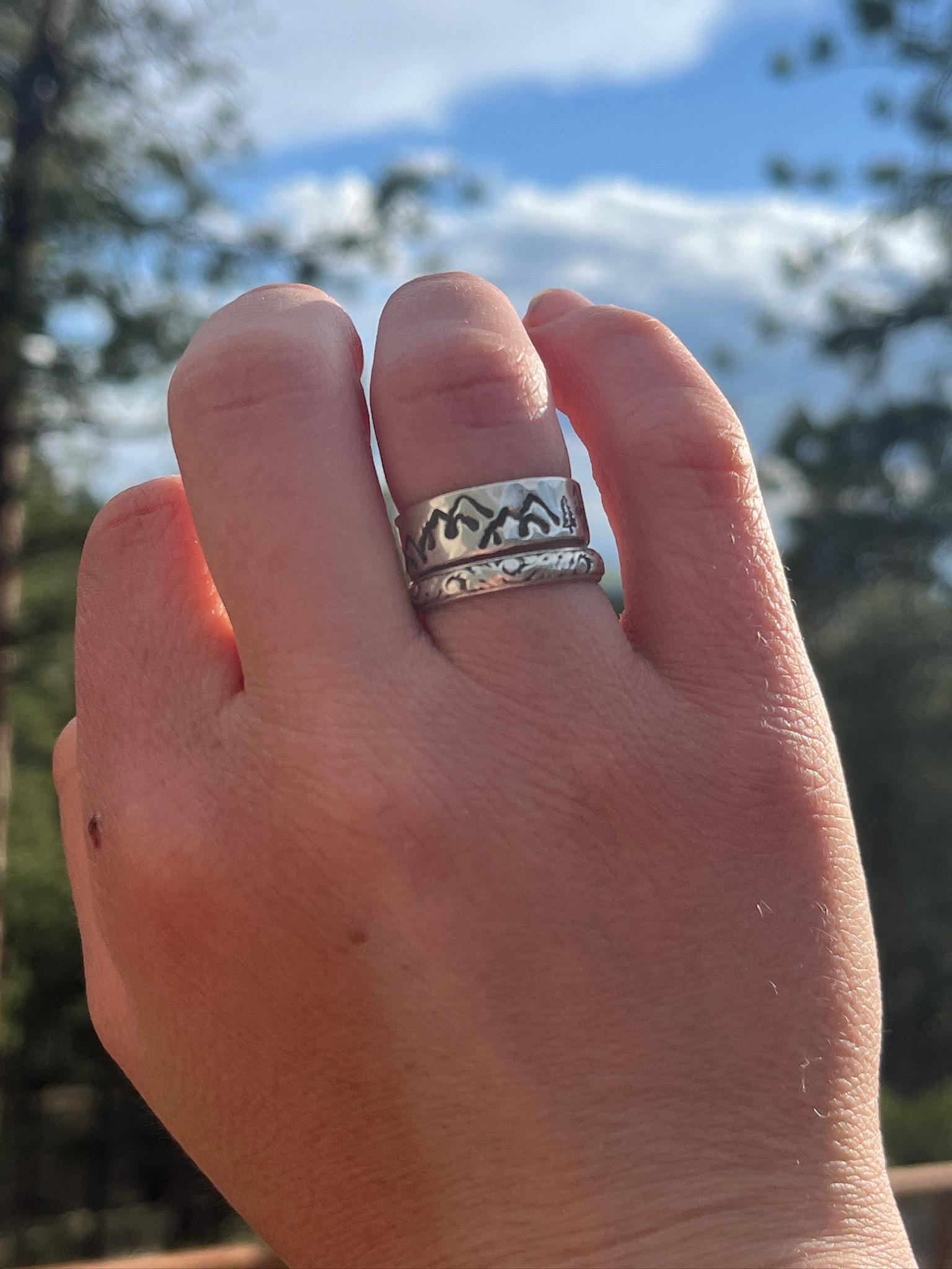 ★TOU★ [Silver925] WE006 Silver vine ring Zuman Vintage Sterling Silver 925 Abstract Vines with 3 CZ