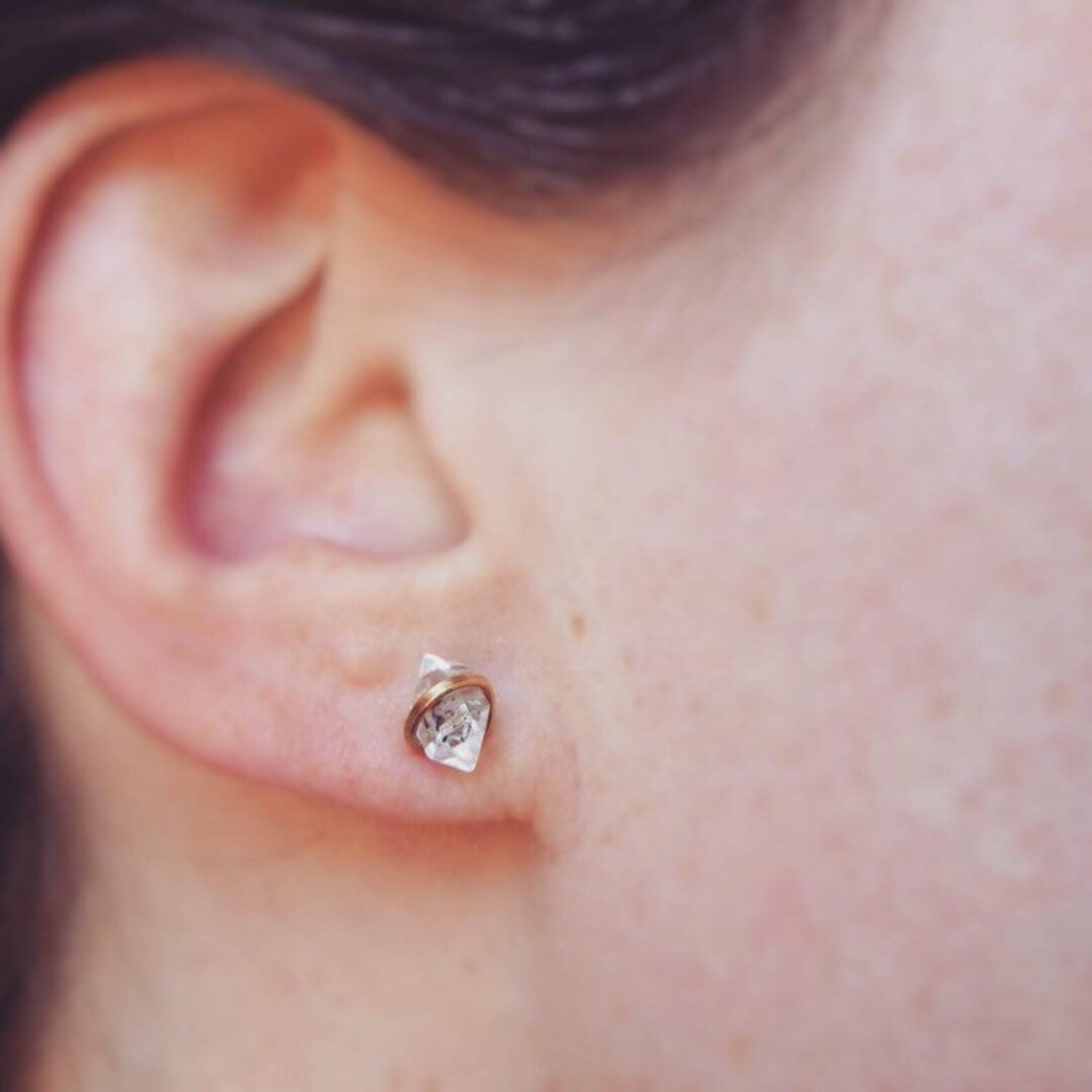 • STRAIGHT FRAME • herkimer gold earrings