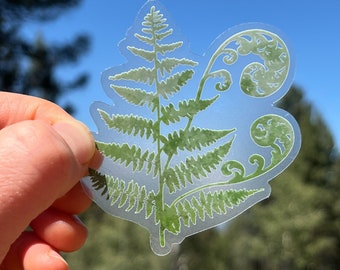 Fern Sticker, Green Watercolor sticker, Watercolor Fern sticker, Clear Fern laptop decal, Leaf laptop sticker, Water bottle plant sticker