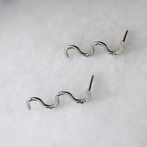 Silver Snake Earrings, Snake Stud Earrings, Snake Silver Earrings, Serpent Earrings, Snake Lover Gift, Reptile Earrings Silver Snake Jewelry image 9