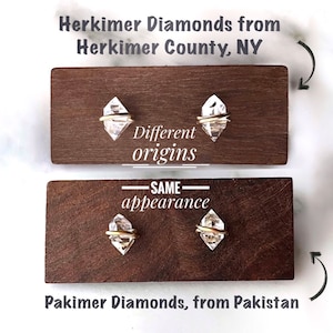 Herkimer diamond earrings, Herkimer earrings, Raw stud earrings Raw stone earrings, Crystal earrings, Raw diamond earrings, April birthstone image 7