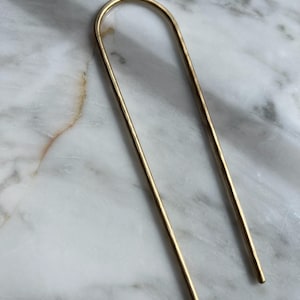 Solid Brass Hair Fork, Minimalist Hair Accessory, Gold French Pin, Hammered Brass Hair Stick, Hair Pin for Buns French Twist Hair Fork Gold