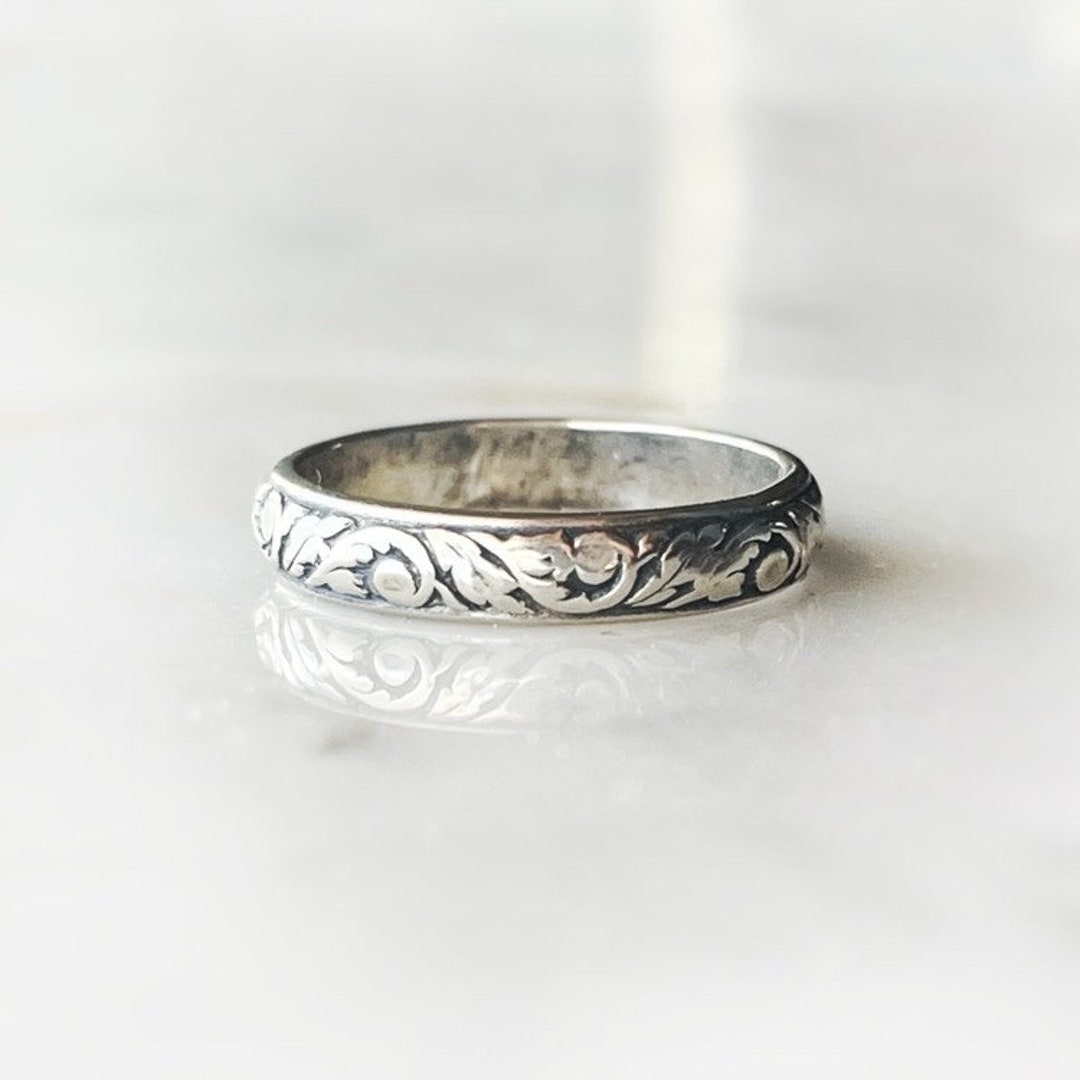 ★TOU★ [Silver925] WE006 Silver vine ring Zuman Vintage Sterling Silver 925 Abstract Vines with 3 CZ