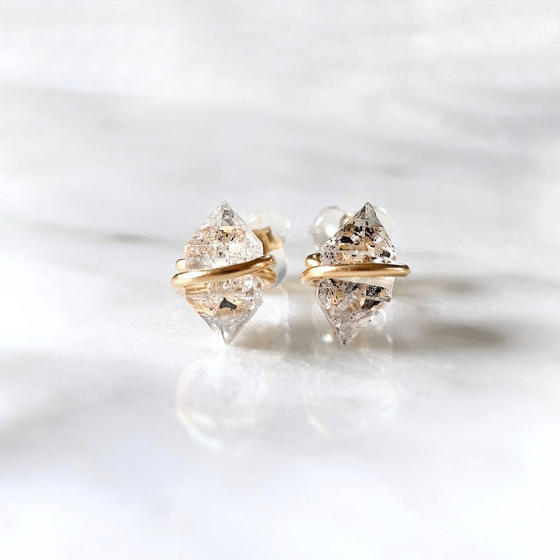 Herkimer diamond earrings, Herkimer earrings, Raw stud earrings Raw stone earrings, Crystal earrings, Raw diamond earrings, April birthstone 