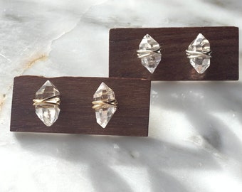 Extra Large Herkimer diamond earrings, Herkimer earrings, Herkimer studs, Raw stone earrings, Crystal earrings, Raw diamond earrings