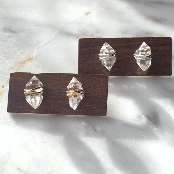 Extra Large Pakimer diamond earrings, Pakimer earrings, Herkimer studs, Raw stone earrings, Crystal earrings, Raw diamond earrings
