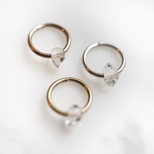 Herkimer Diamond Tragus Hoop earrings, Herkimer Tragus earring Raw stone hoop earring Crystal earring tragus Pakimer Diamond Tragus piercing