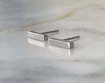 Silver Bar Earrings, Bar Studs, Modern Earrings, Durable Earrings, Minimal Earrings, Classy Earrings, Handmade Earrings