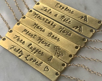 Custom bar necklace, Name bar necklace personalized, Engraved bar necklace, Bible verse necklace, Scripture necklace, Name plate necklace