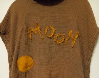 Harvest Moon Child Tunique Vest Poncho UpCycledRose Automne Feu de joie Boho Mode Citrouille Patch Sortie Prêt à expédier