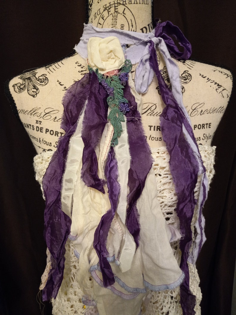 Purple Haze Belt Neck Lace Jabot Choker UpCycledRose Original Design Unique Rare Find OOAK In Stock Festival Sustainable Fashion image 4