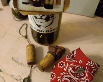 3 Piece Wine Bottle Embellishment Hand Crafted in USA UpCycledRose Original Design Gift Box Included Free Shipping USA OOAK holiday Gifting