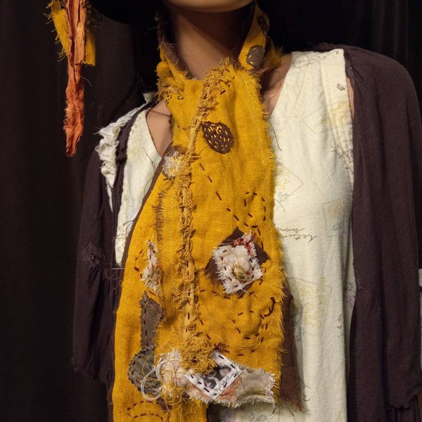 Forest Nymph Feirie Festival Fall Scarf Urban Boho New UpCycledRose Uniquely Hand Crafted Made In USA Rare Find In Stock Ready to Ship