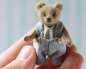 Antique teddy bear Miniature  Artist memory bear Mohair bear Dollhouse dolls Plush bear