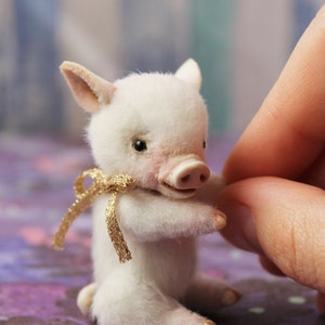 Tea cup piggy art doll Interior Stuffed animal Realistic toy Soft toy for collection Miniature Piglet