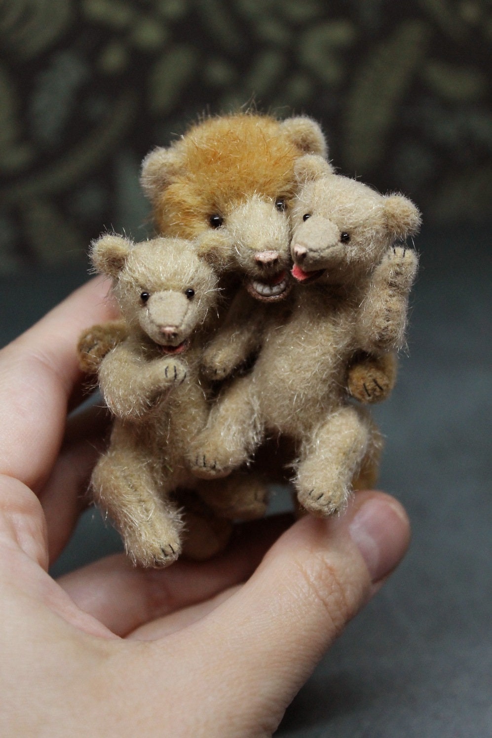 Vintage miniature teddy bear family Artist memory bear | Etsy