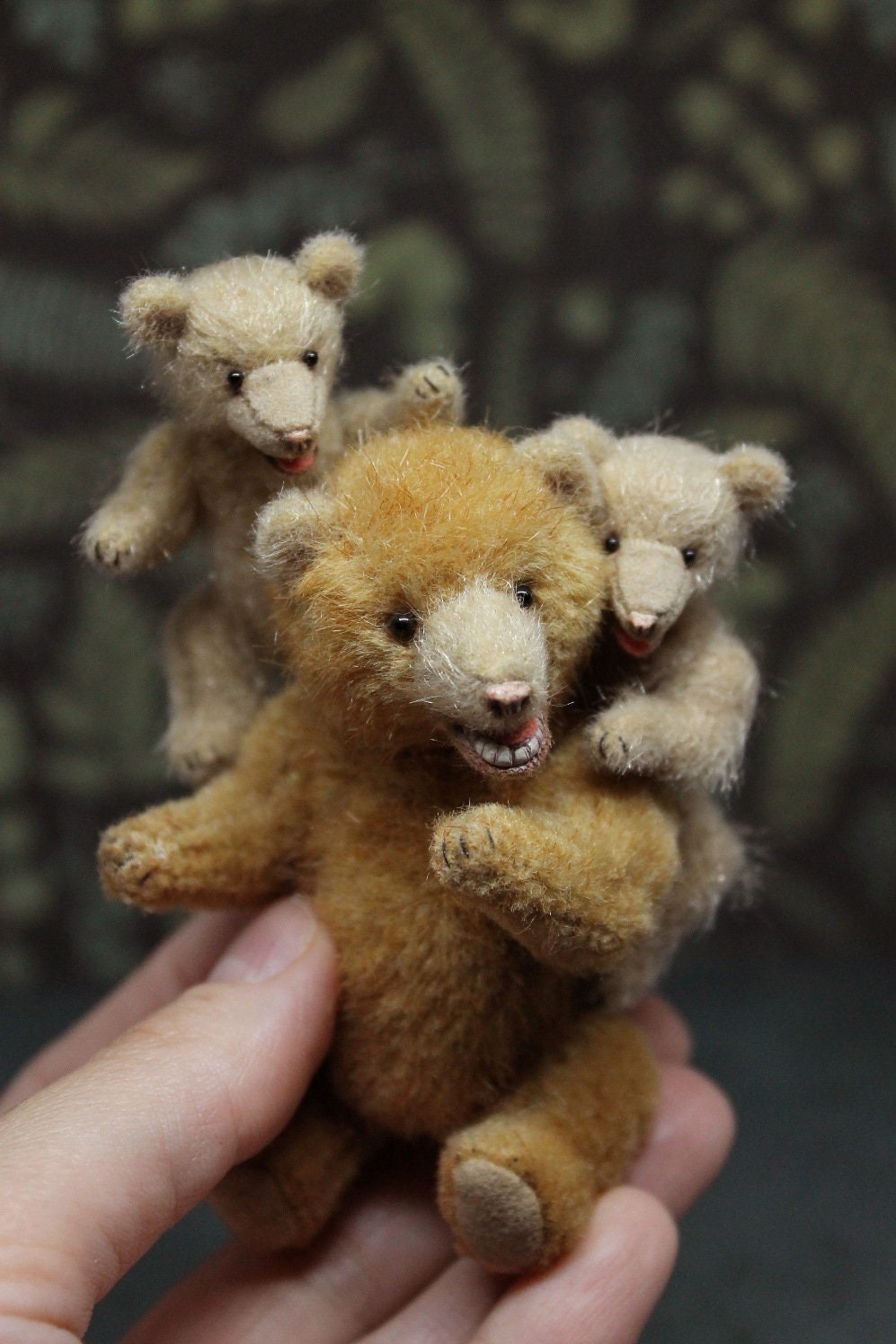 Vintage miniature teddy bear family Artist memory bear | Etsy