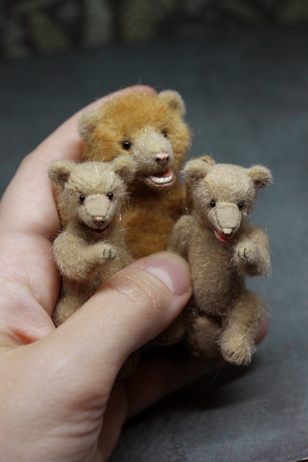 Vintage miniature teddy bear family Artist memory bear | Etsy