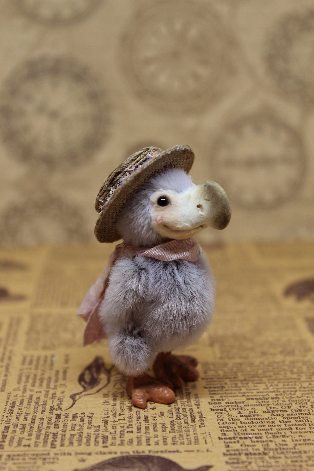 Dodo Bird Art Doll Interior Alice in Wonderland Artist Miniature Blue Bird Dodo Realistic Bird