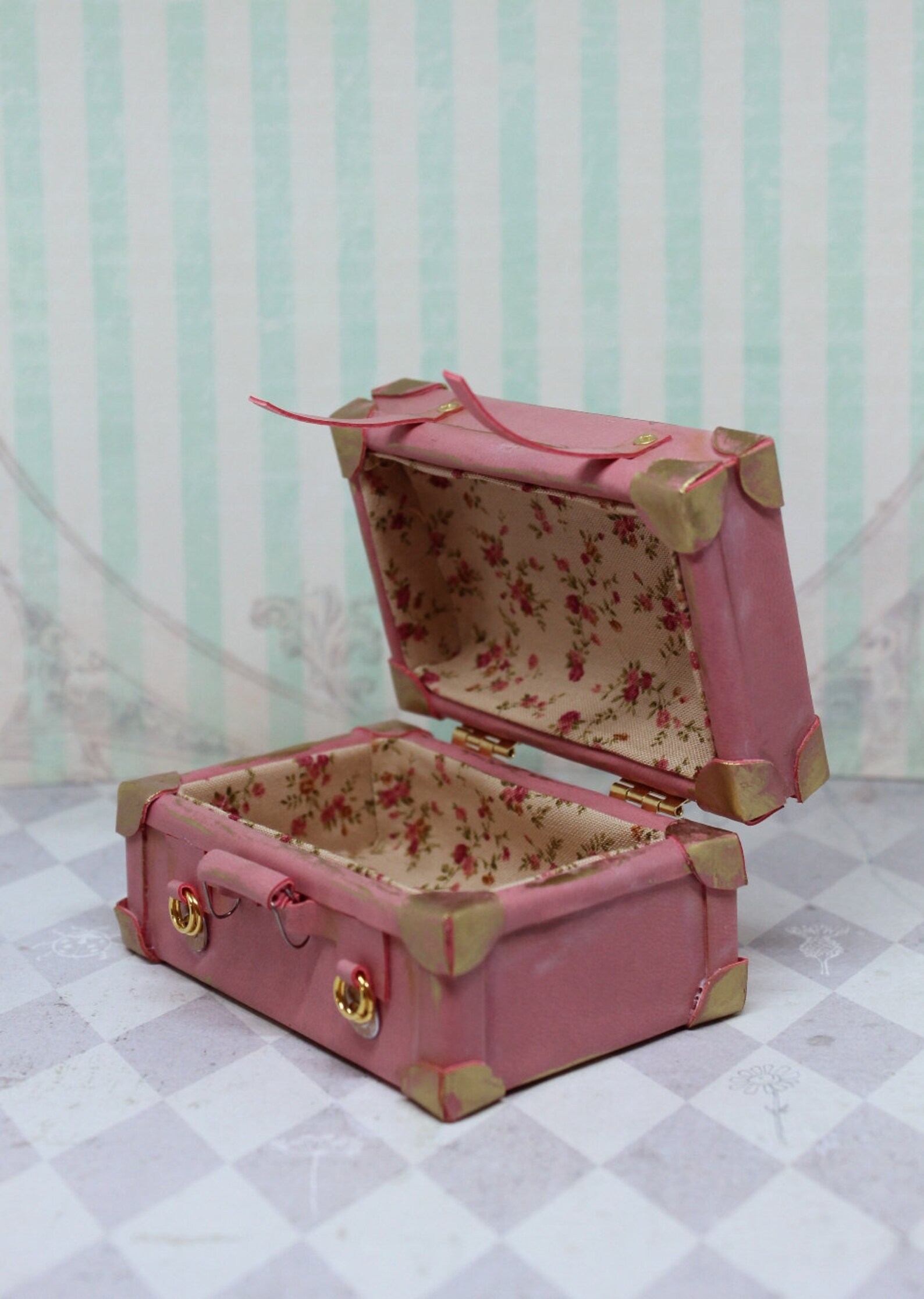 Miniature suitcase Tiny Travel Dollhouse in a Suitcase Vintage Etsy