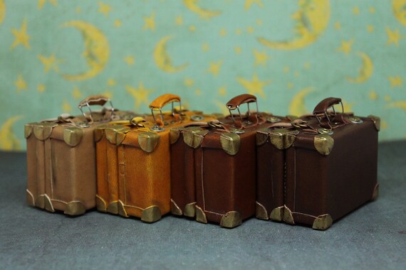 Miniature Vintage Brown Suitcase Dollhouse Suitcase Vintage