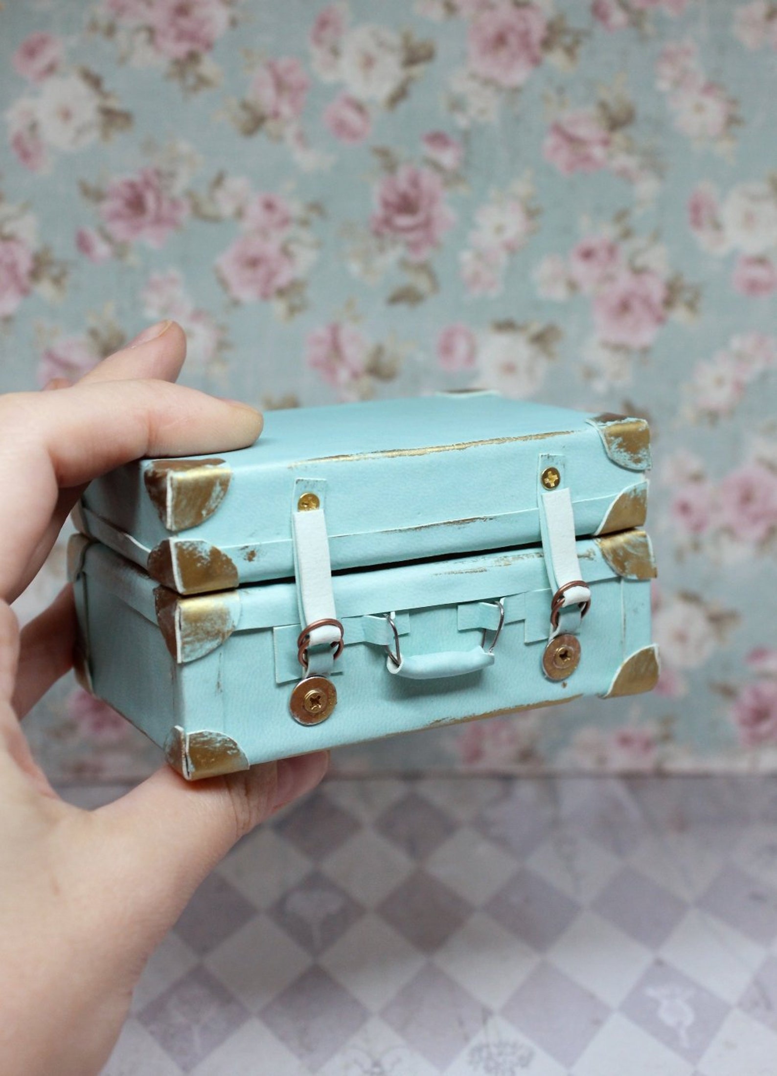 Miniature suitcase Dollhouse in a Suitcase Vintage luggage Etsy
