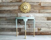 Gold Dipped Queen Anne Demilune Side Table Accent Entry Hall Table 