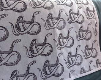 Hand-printed fabric - snake pattern