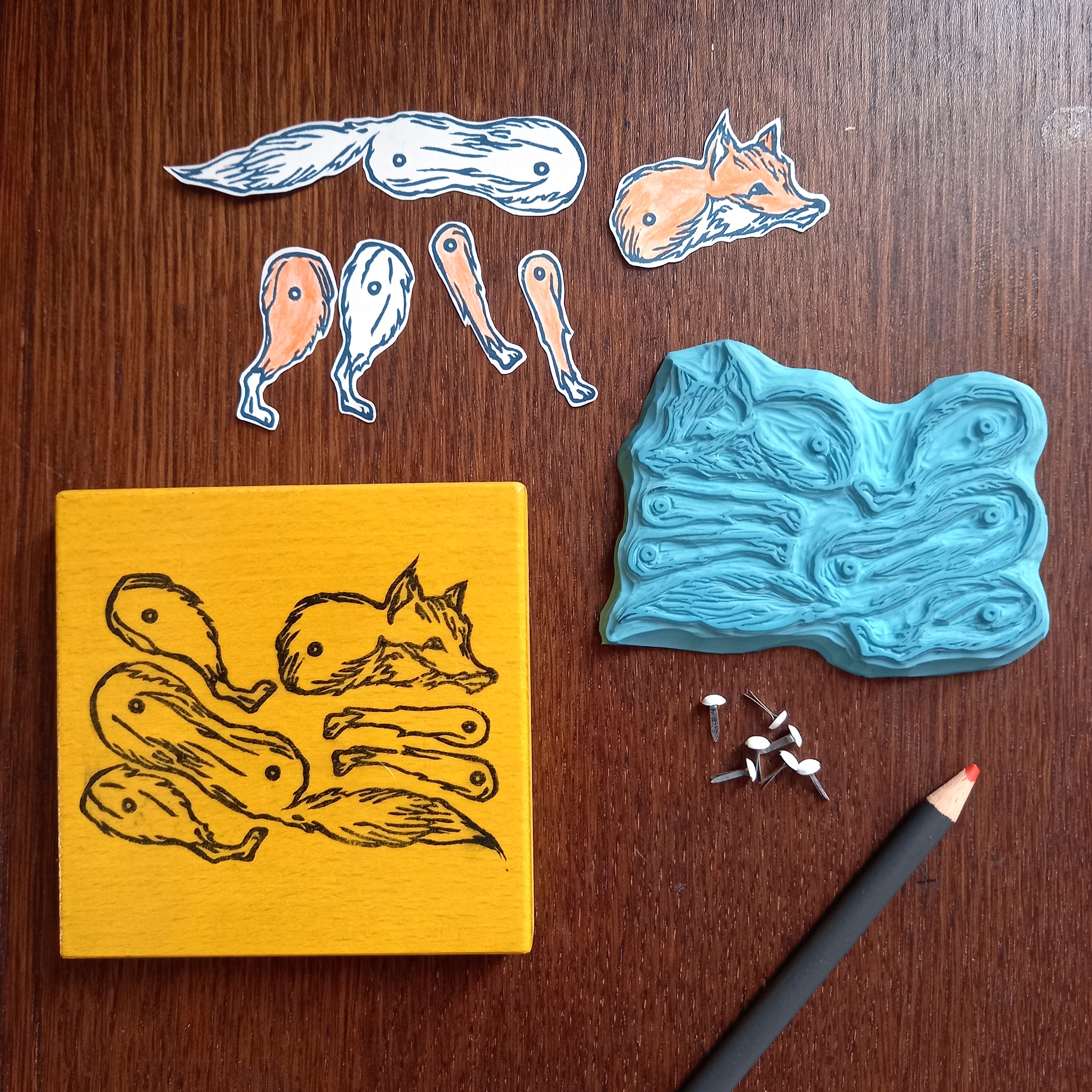 Fox Stamp to Print and Mount MADE TO ORDER Etsy Australia