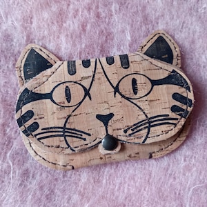 Korkgeldbörse - Katze - bedruckt und handgenäht