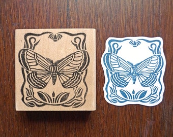 Rubber stamp butterfly art nouveau