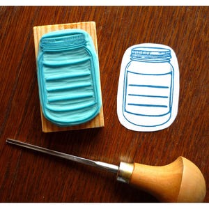 Tampon gravé à la main "étiquette bocal"