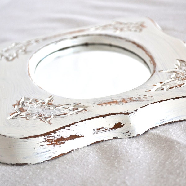 White French Shabby Chic Wooden Oval Distressed Mirror