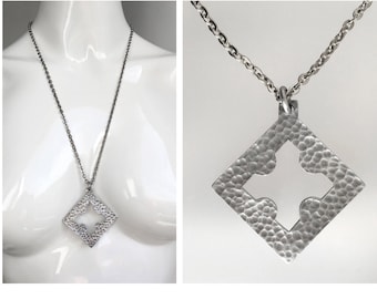 VTG JØRGEN JENSEN Necklace Pendant Modernist Brutalist Abstract Hammered Statement 1960s 1970s - Mint Condition !