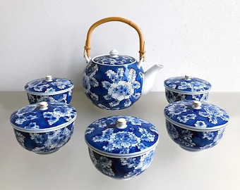 Vtg 1973 JAPANESE KAZAN-GAMA Kiln Imari Arita Ware Porcelain Tea Set With Peonies In Original Boxes - Mint Condition !