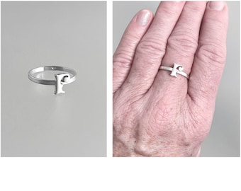 Vtg PIERRE CARDIN SILVER Logo Ring Adjustable Sizeable 1960s 1970s - Excellent Condition !
